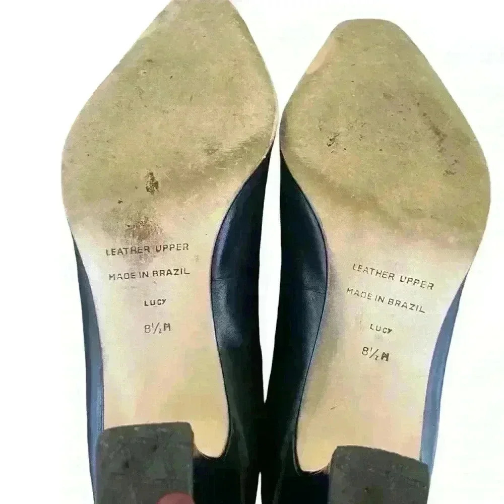 Pesaro Lenore Woman’s Size 8.5 Lucy Black Leather Slip On Pumps Brazilian made - Picture 8 of 11